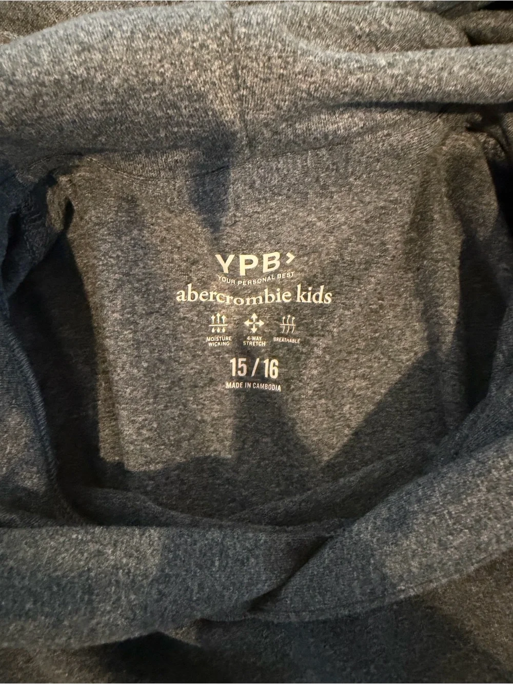 Abercrombie Kids YPB Performance Hoodie Youth XL 15/16 Gray Athletic Pullover